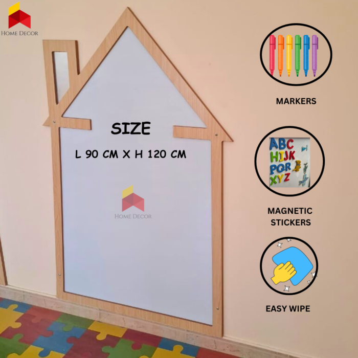 Magnetic White Board Wooden Frame | House Shaped - Image 3