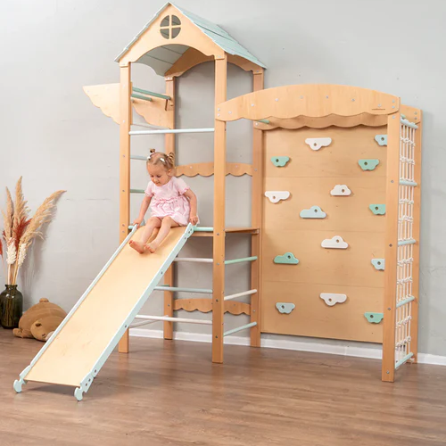 Indoor Play Tower With Swedish Ladder | Climbing Wall And Net Rope