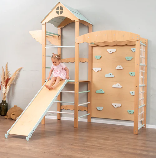 Indoor Play Tower With Swedish Ladder | Climbing Wall And Net Rope