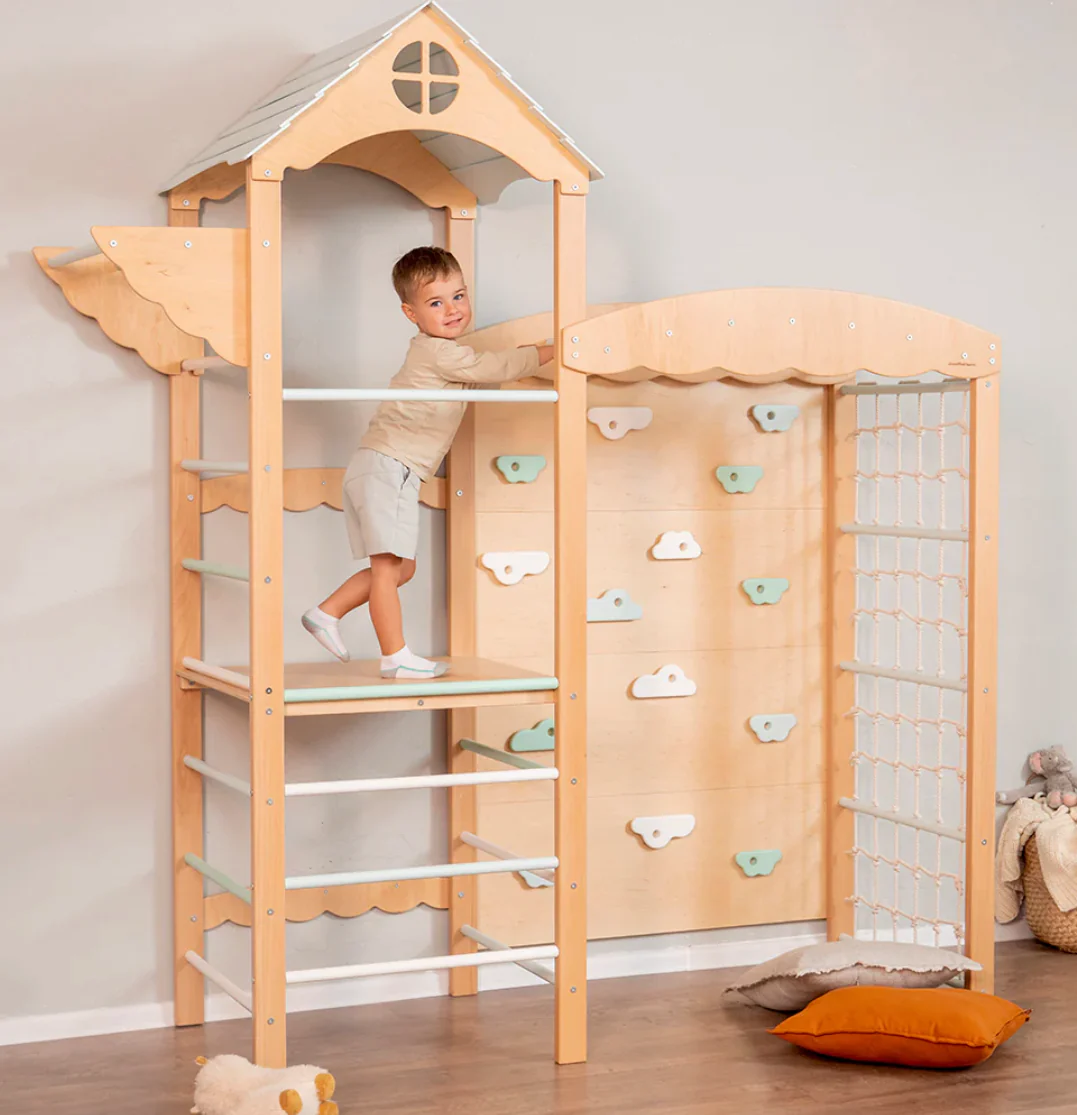 Indoor Play Tower With Swedish Ladder | Climbing Wall And Net Rope - Image 2