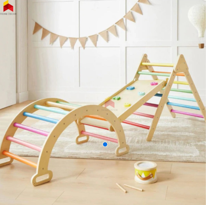Pikler Set | Arch Triangle And Ramp | Colorful - Image 2