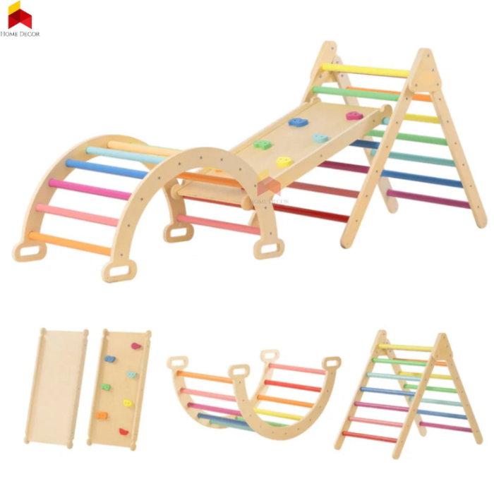 Pikler Set | Arch Triangle And Ramp | Colorful - Image 5