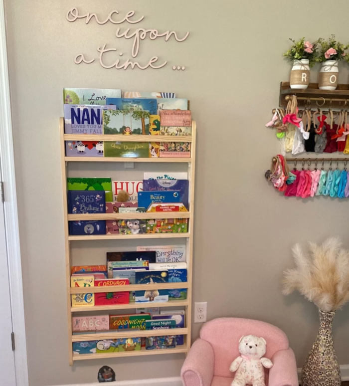 Wall Mounted Wooden Bookshelf | 4 Tiers