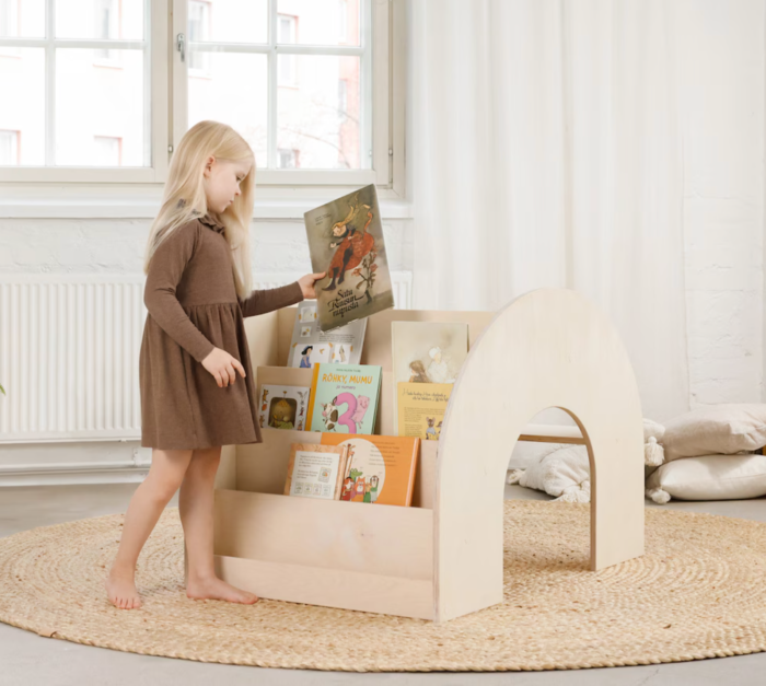 3 in 1 Wooden Desk And Seating With Bookshelf