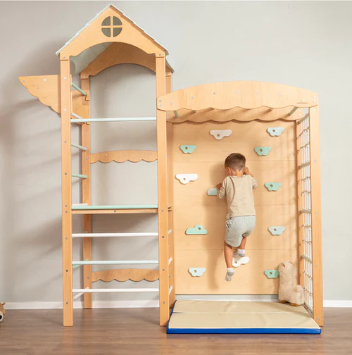 Indoor Play Tower With Swedish Ladder | Climbing Wall And Net Rope - Image 3