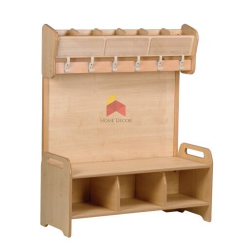 Wall Cubby with Hooks and Bottom Storage