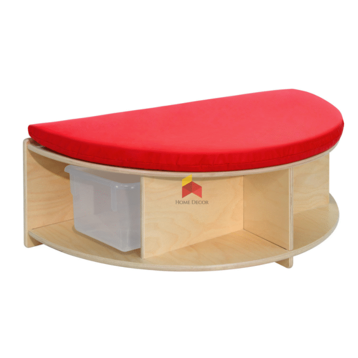 Half Circle Bench For Seating With Open Shelves - Image 3
