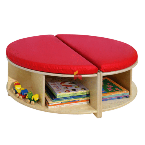 Circular Bench Seating With Open shelves